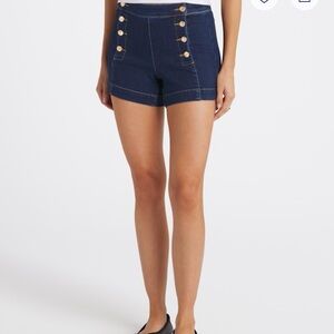Stylish Denim Jean Shorts with Gold Button Details